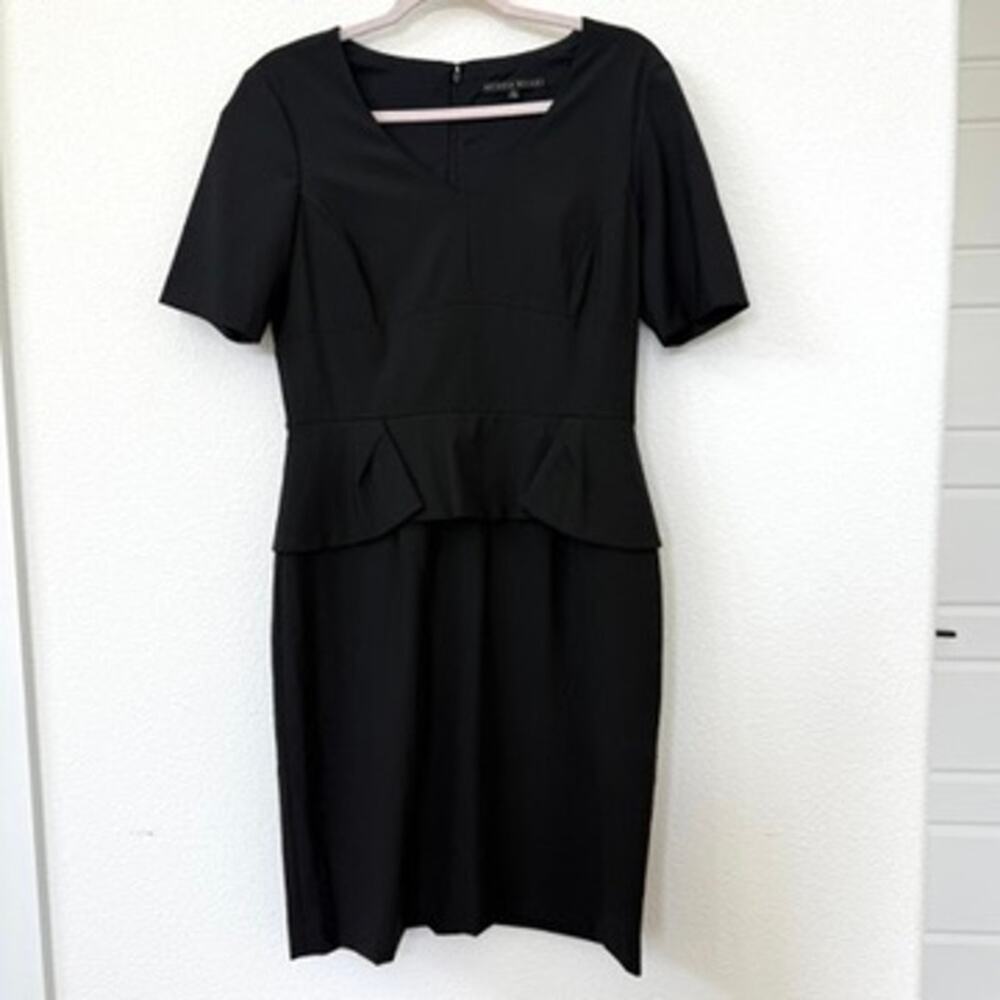 Antonio Melani Black Peplum Sheath Dress Women Size 8 Short Sleeve Knee Length